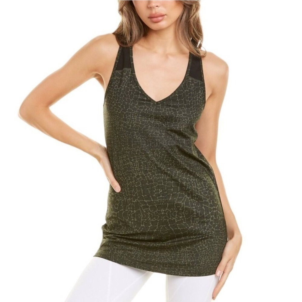 H by Halston Green Mesh Racerback Snakeskin Tank Size Large
